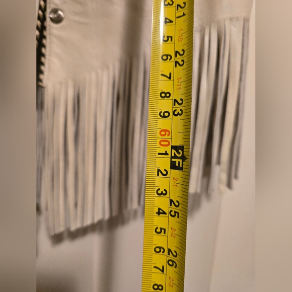 TRIBE AMERICA Leather Vest Native Beaded Fringe Western Cowgirl Sz:10 - Picture 2 of 3